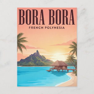Tarjeta postal de viaje antigua   Bora Bora