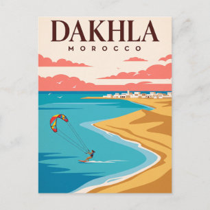 Tarjeta postal de viaje antigua Dakhla Marruecos