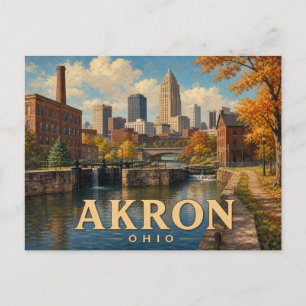 Tarjeta postal de viaje antigua de Akron Ohio