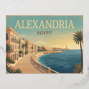 Tarjeta postal de viaje antigua de Alejandría Egip