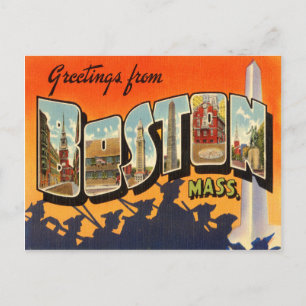 Tarjeta postal de viaje antigua de Boston restaura