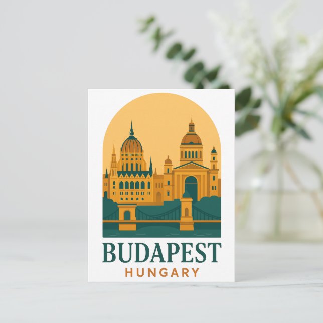 Tarjeta postal de viaje antigua de Budapest Hungrí (Anverso de pie)