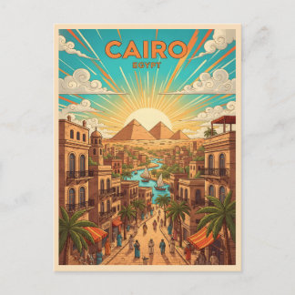 Tarjeta postal de viaje antigua de El Cairo, Egipt