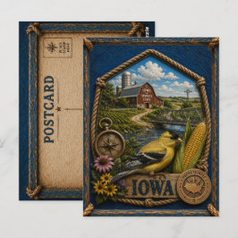 Tarjeta Postal de Viaje Antigua de Iowa