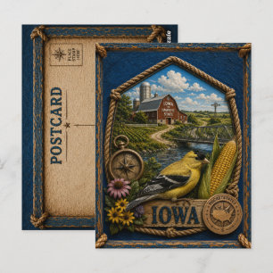 Tarjeta Postal de Viaje Antigua de Iowa