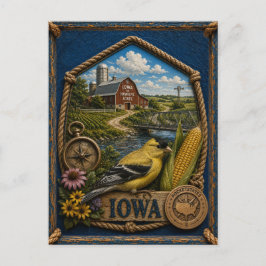 Tarjeta Postal de Viaje Antigua de Iowa