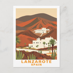 Tarjeta postal de viaje antigua de Lanzarote, Espa