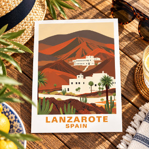 Tarjeta postal de viaje antigua de Lanzarote, Espa