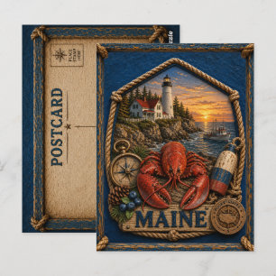 Tarjeta postal de viaje antigua de Maine