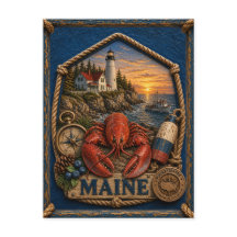 Tarjeta postal de viaje antigua de Maine