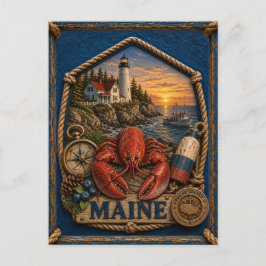 Tarjeta postal de viaje antigua de Maine