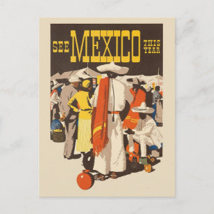 Tarjeta postal de viaje antigua de México