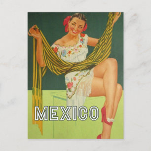 Tarjeta postal de viaje antigua de México