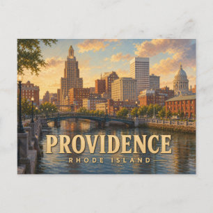 Tarjeta postal de viaje antigua de Providence Rhod