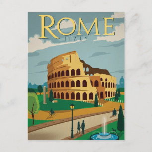 Tarjeta postal de viaje antigua de Roma Italia