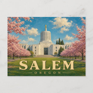 Tarjeta postal de viaje antigua de Salem Oregon