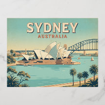 Tarjeta postal de viaje antigua de Sydney Australi
