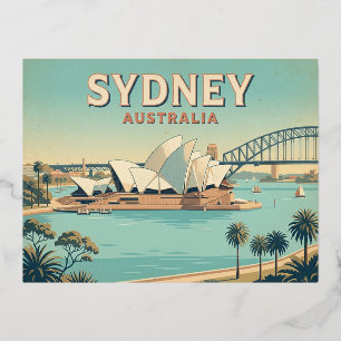 Tarjeta postal de viaje antigua de Sydney Australi
