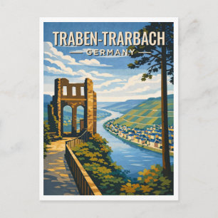 Tarjeta postal de viaje antigua de Traben-Trarbach