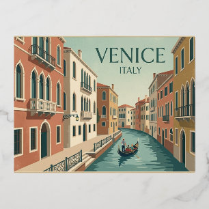 Tarjeta postal de viaje antigua de Venecia Italia