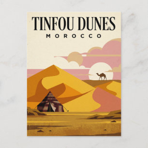 Tarjeta postal de viaje antigua Dunas de Tinfou