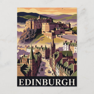 Tarjeta postal de viaje antigua EDIMBURGO