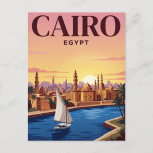 Tarjeta postal de viaje antigua   El Cairo, Egipto