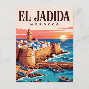 Tarjeta postal de viaje antigua El Jadida Marrue