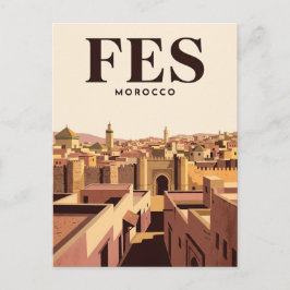 Tarjeta postal de viaje antigua | Fez, Marruecos
