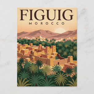 Tarjeta postal de viaje antigua Figuig Marruecos