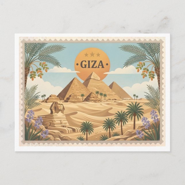 Tarjeta Postal de Viaje Antigua Giza Egipto (Anverso)