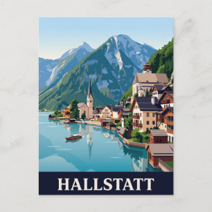 Tarjeta postal de viaje antigua HALLSTATT