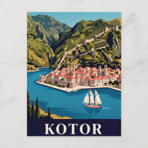 Tarjeta postal de viaje antigua KOTOR