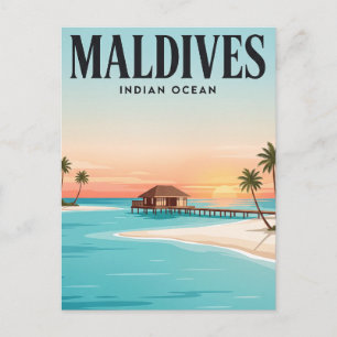 Tarjeta postal de viaje antigua   Maldivas