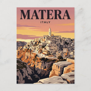 Tarjeta postal de viaje antigua   Matera, Italia
