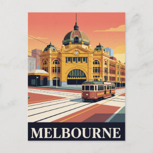 Tarjeta postal de viaje antigua MELBOURNE