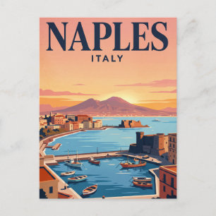 Tarjeta postal de viaje antigua Nápoles, Italia