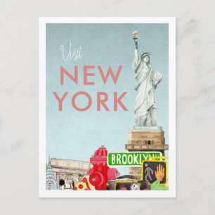 Tarjeta postal de viaje antigua   Nueva York