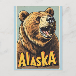 TARJETA POSTAL DE VIAJE ANTIGUA OSO GRIZZLY DE ALA