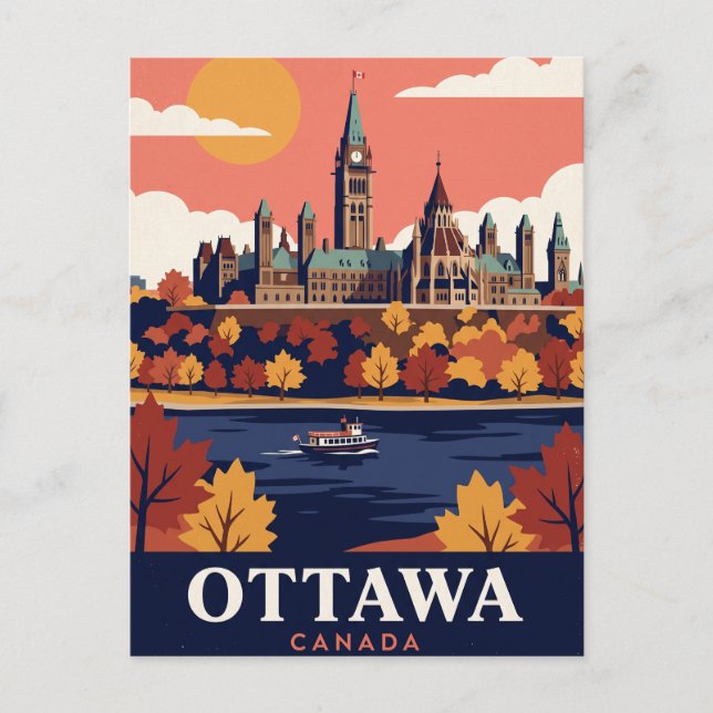Tarjeta Postal de Viaje Antigua Ottawa Canadá (Anverso)
