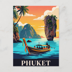 Tarjeta postal de viaje antigua PHUKET