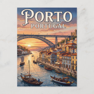 Tarjeta postal de viaje antigua Porto