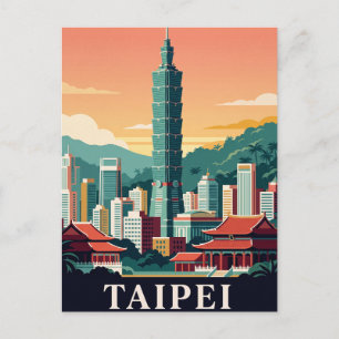 Tarjeta postal de viaje antigua   TAIPEI
