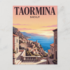 Tarjeta postal de viaje antigua | Taormina, Italia