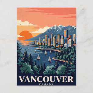 Tarjeta Postal de Viaje Antigua Vancouver Canadá