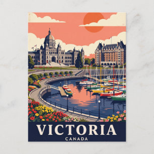 Tarjeta Postal de Viaje Antigua Victoria Canadá