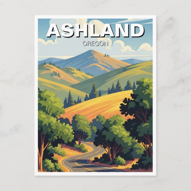 Tarjeta Postal de Viaje Ashland Oregon (Anverso)