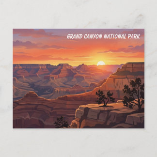 Tarjeta Postal de Viaje Atardecer del Gran Cañón