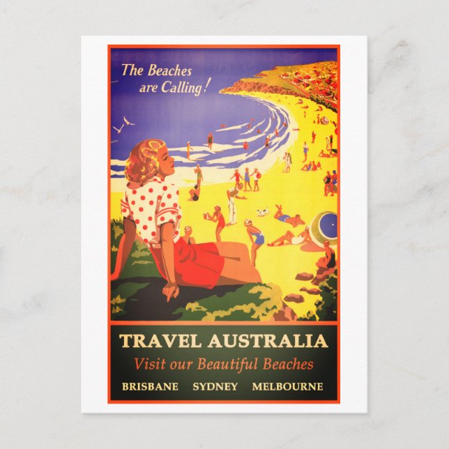 Tarjeta postal de viaje australiana vintage (Anverso)
