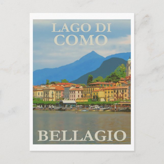 Tarjeta postal de viaje Bellagio Vintage de Italia (Anverso)